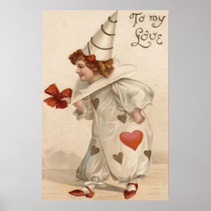 Clown Harlequin Heart Valentijn Poster