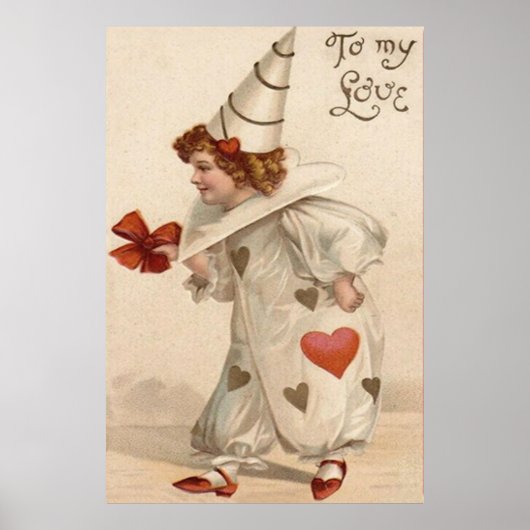 Clown Harlequin Heart Valentijn Poster (Voorkant)
