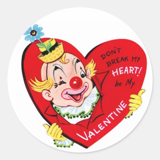 Clown Heart |  VALENTIJN | Ronde Stickers (Voorkant)