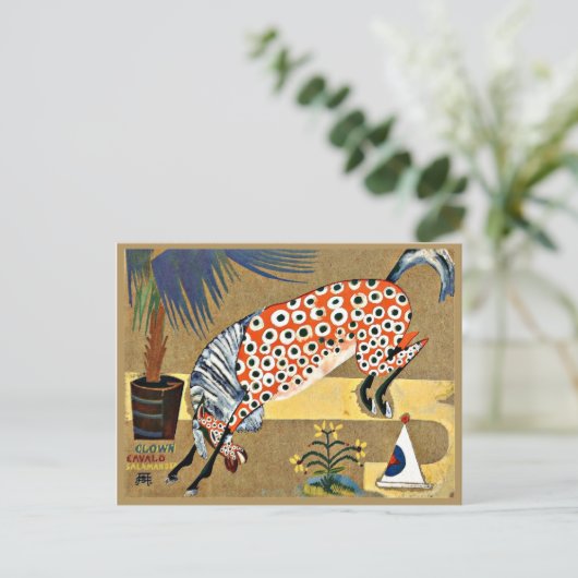 Clown Horse, fijn kunstschilderij, Briefkaart (Staand voorkant)