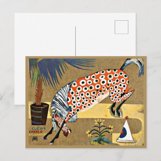 Clown Horse, fijn kunstschilderij, Briefkaart (Voorkant / Achterkant)