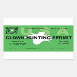 Clown Hunting Permit (groen) (4x) Rechthoekige Sticker