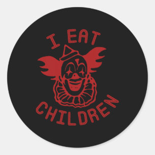 Clown Ik Eet Kinderen Halloween Grappige Halloween Ronde Sticker