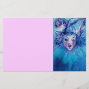 CLOWN IN BLAUW, roze Briefpapier