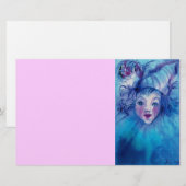 CLOWN IN BLAUW, roze Briefpapier (Voorkant / Achterkant)