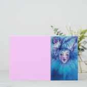 CLOWN IN BLAUW, roze Briefpapier (Staand voorkant)
