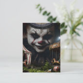 Clown in het verlaten circus briefkaart (Staand voorkant)