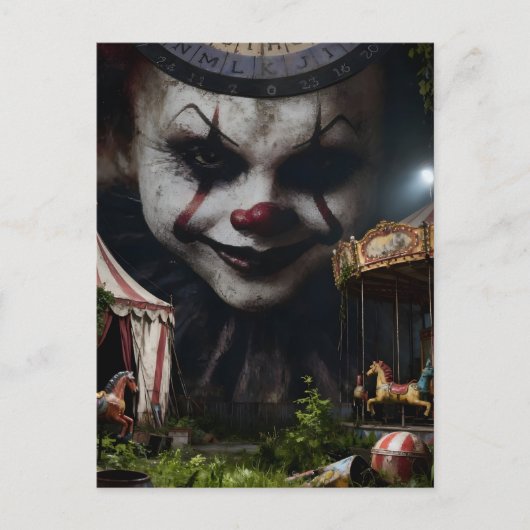 Clown in het verlaten circus briefkaart (Voorkant)