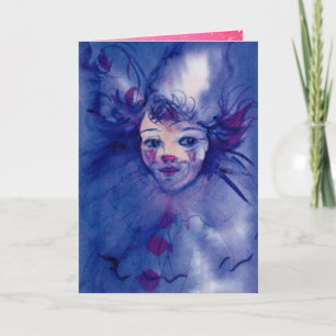 CLOWN IN PAARS,roze Feestdagen Kaart