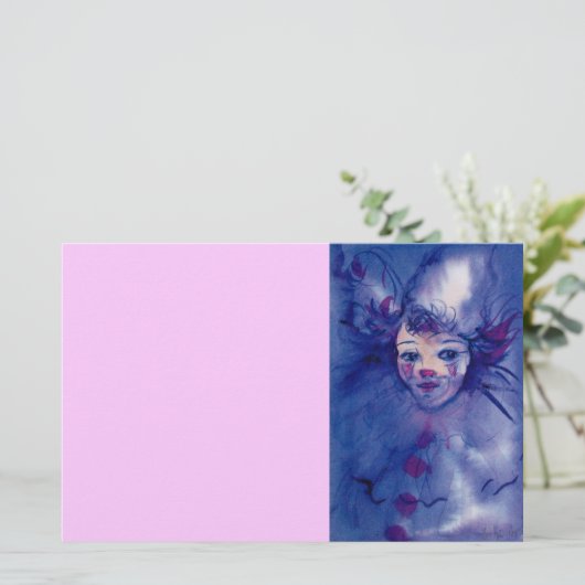 CLOWN IN PAARSE Venetiaanse Carnaval Gezichten, Ro Briefpapier (Staand voorkant)