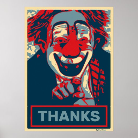 Clown in rood en blauw, tekst bewerken poster (Voorkant)