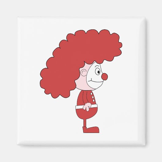 Clown in rood en wit. Cartoon. Magneet (Voorkant)