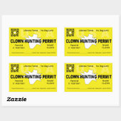 Clown jachtvergunning (4x) (geel) rechthoekige sticker (Vel)