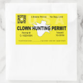 Clown jachtvergunning (4x) (geel) rechthoekige sticker (Tas)