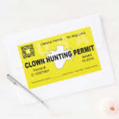 Clown jachtvergunning (4x) (geel) rechthoekige sticker (Envelop)