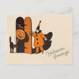 Clown Jack O Lantaarn Zwarte Kat Briefkaart