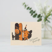 Clown Jack O Lantern Black Cat Briefkaart (Staand voorkant)