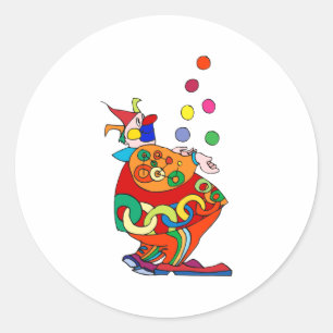 Clown Juggling Balls Ronde Sticker