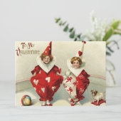 Clown Kinderen Hond Bal Hart Trouwkaart Kaart (Staand voorkant)