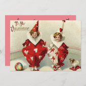 Clown Kinderen Hond Bal Hart Trouwkaart Kaart (Voorkant / Achterkant)