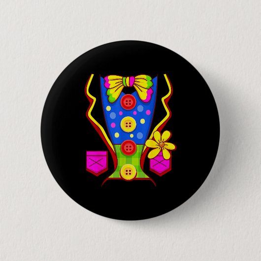 Clown Kostuum Circus  Ronde Button 5,7 Cm (Voorkant)