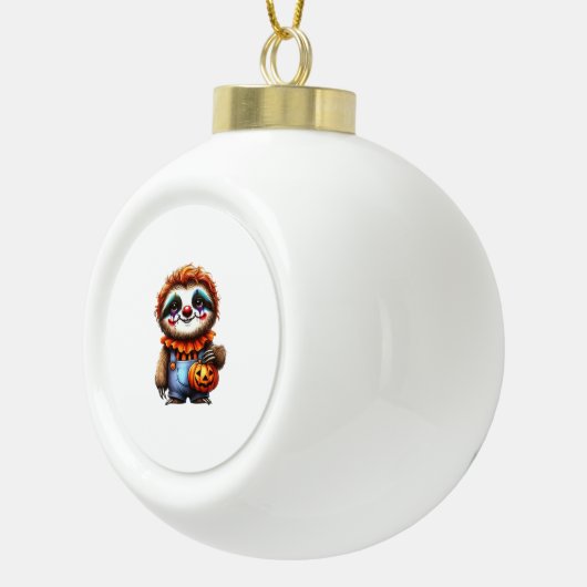 Clown Luiaard Halloween Oversized T-Shirt Keramische Bal Ornament (Rechts)