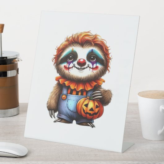 Clown Luiaard Halloween Oversized T-Shirt Reclamebord Met Voetstuk (Insitu)