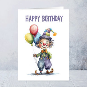 Clown met ballonnen verjaardagskaart kaart