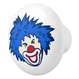 Clown met blauwe haar leuk om te tekenen / deurkno keramische knop