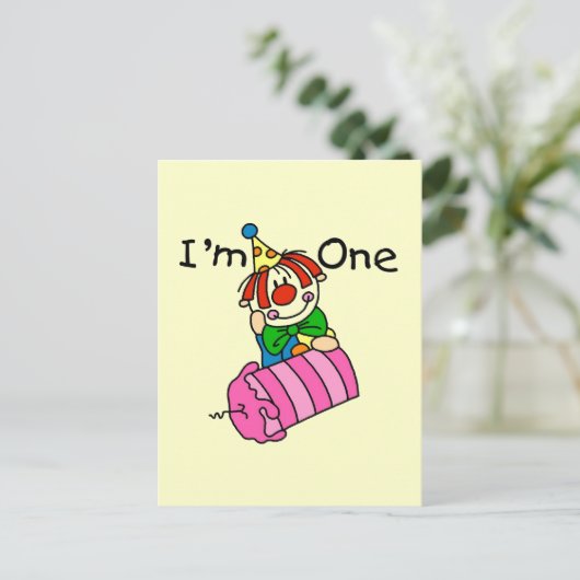 Clown met kaars 1e verjaardag Tshirts en geschenke Briefkaart (Staand voorkant)