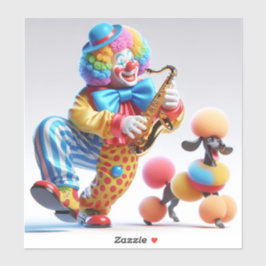 Clown met poedel en saxofoon van Natasha Us Sticker
