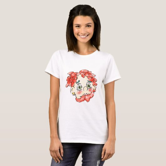 Clown met rood haar en rode baard t-shirt (Voorkant volledig)