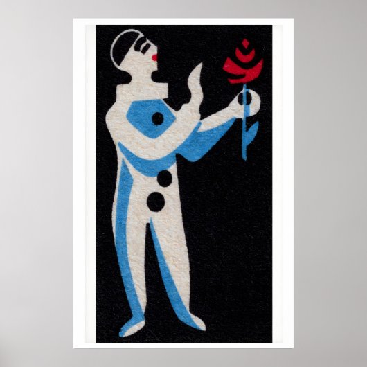 Clown met roos - Matchbox print - Esthetisch (Voorkant)
