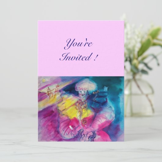 CLOWN MET UIL EN VIOOL, geel, roze blauw Kaart (Staand voorkant)