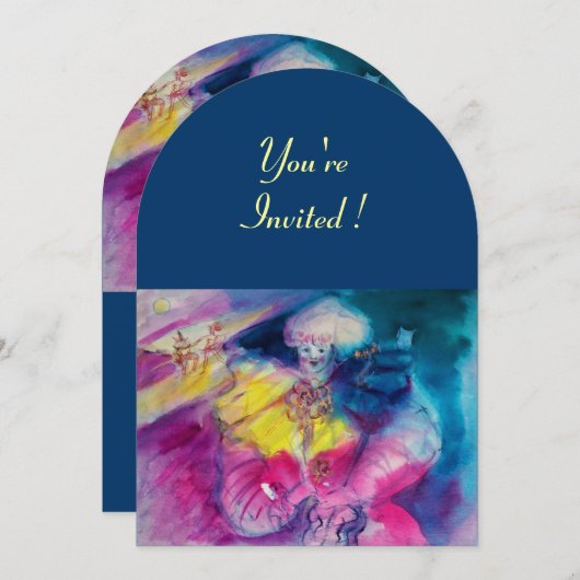 CLOWN MET UIL EN VIOOL, geel, roze blauw Kaart (Voorkant / Achterkant)