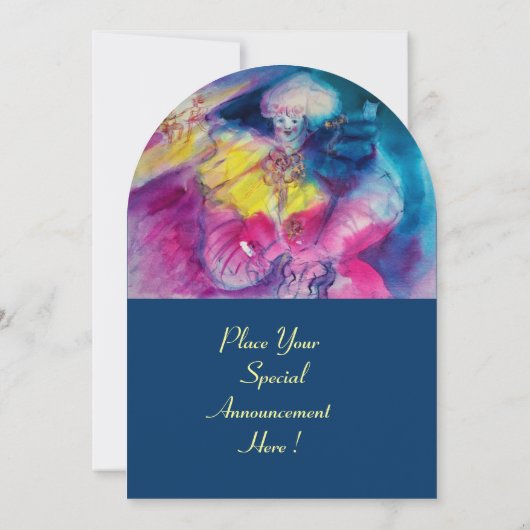 CLOWN MET UIL EN VIOOL, geel, roze blauw Kaart (Achterkant)