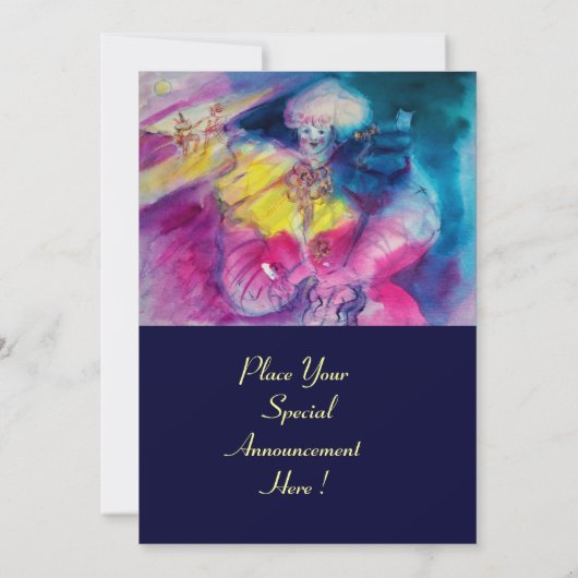 CLOWN MET UIL EN VIOOL, geel, roze blauw Kaart (Achterkant)