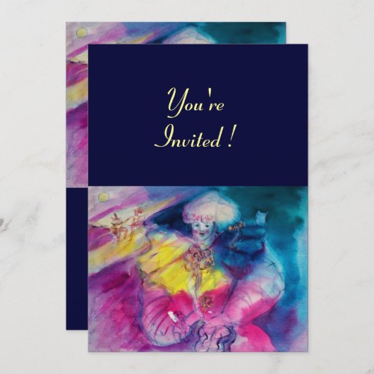 CLOWN MET UIL EN VIOOL, geel, roze blauw Kaart (Voorkant / Achterkant)