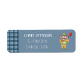 Clown Olifant Blauw retourlabel adres Etiket (Voorkant)