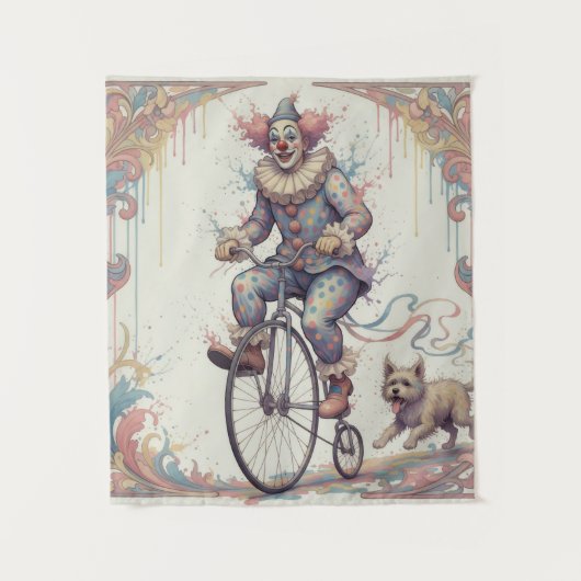 Clown on a bike Tapestry Wandkleed (Voorkant)