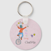 Clown on Unicycle Napkins Sleutelhanger (Voorkant)