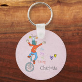 Clown on Unicycle Napkins Sleutelhanger (Voorkant)