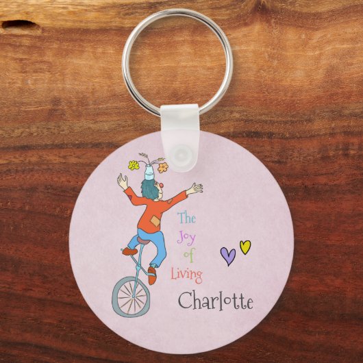 Clown on Unicycle Napkins Sleutelhanger (Voorkant)