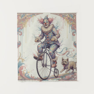 Clown op een fiets Wandtapijt Wandkleed