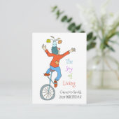 Clown op een monocycle briefkaart (Staand voorkant)