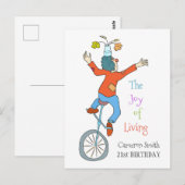 Clown op een monocycle briefkaart (Voorkant / Achterkant)