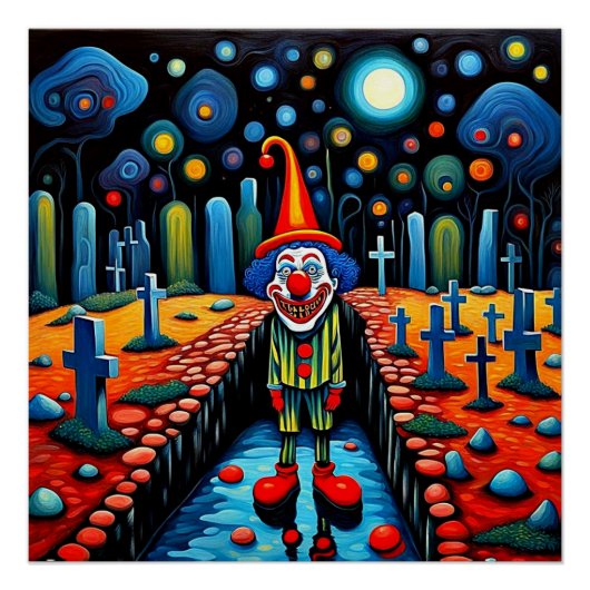 Clown op het kerkhof perfect poster (Voorkant)