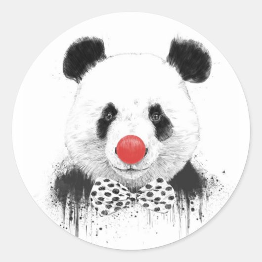 Clown Panda Ronde Sticker (Voorkant)