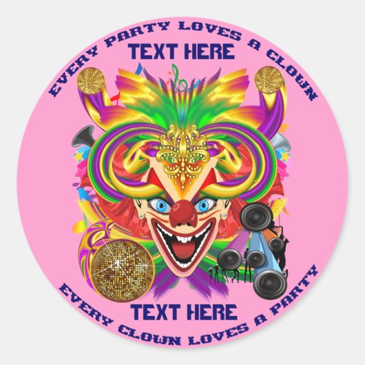 Clown Party Event Uitzicht groot Please Uitzicht N Ronde Sticker (Voorkant)