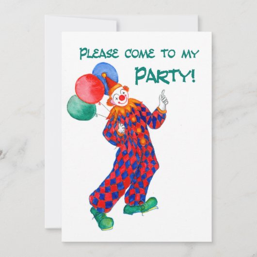 Clown Party Uitnodiging (Voorkant)